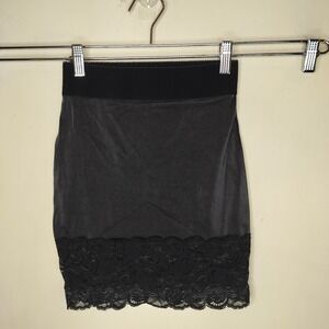 Vintage Vanity Fair Black Satin Half Slip Shaper Lace Hem